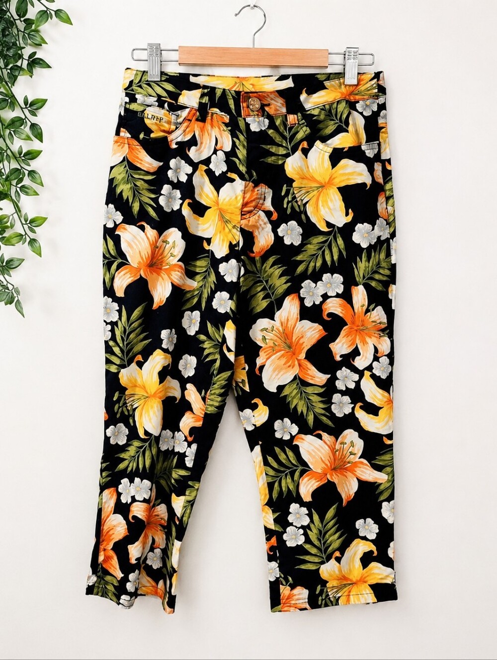 Ralph Lauren Navy Pantz with Yellow, Orange & Green Floral Print